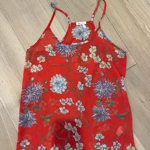 Chiffon red floral shirt